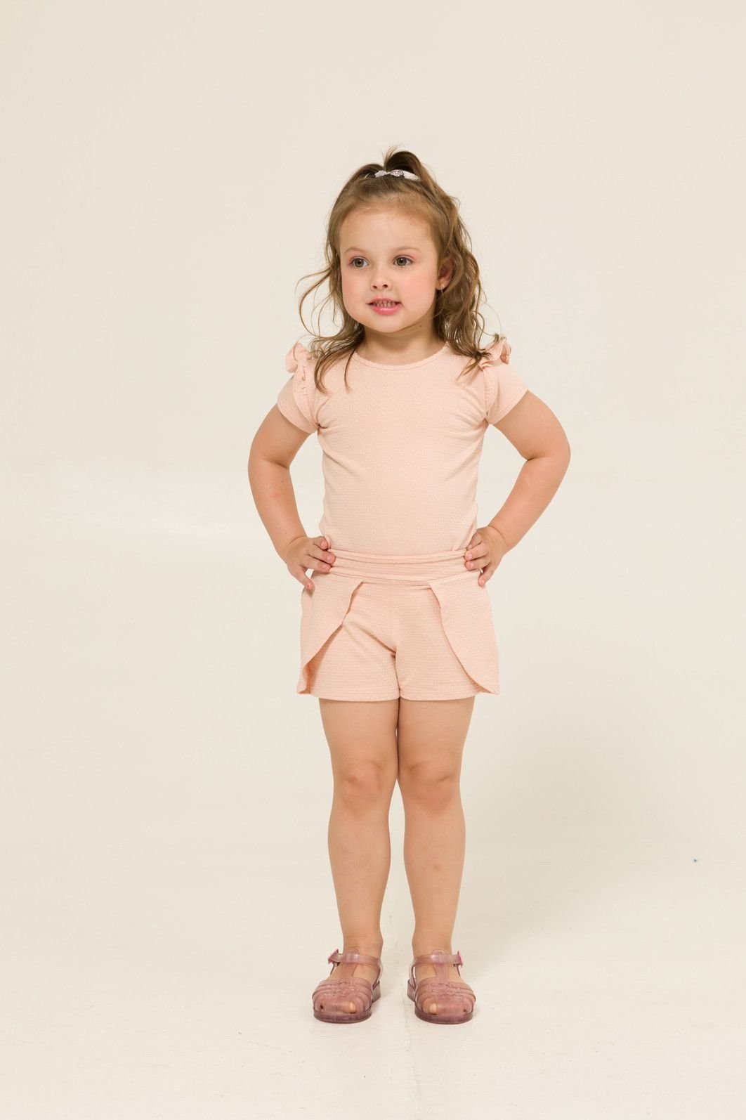 Conjunto Bebê Menina BambooBud - Top E Shorts Sem Mangas Com Babados